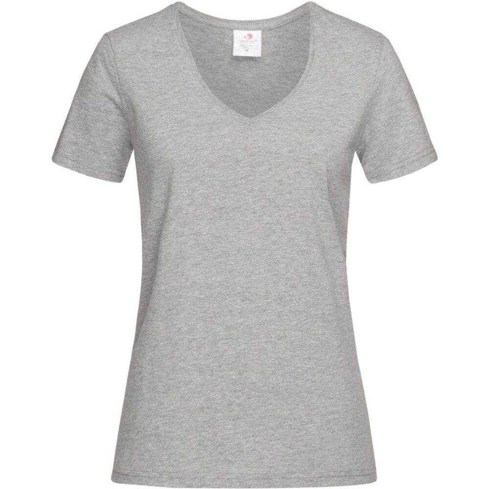 Stedman Womens/Ladies V Neck Classic T-Shirt / Grey Heather